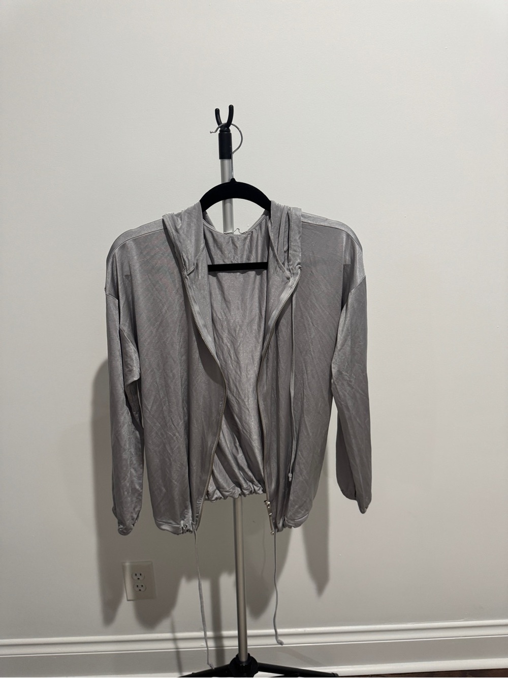 Zara Silver Gray Hooded Bomber Jacket